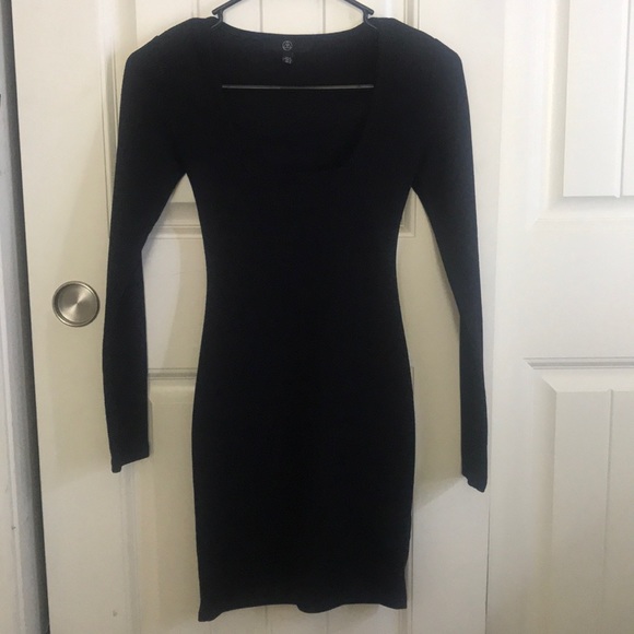 square neck long sleeve bodycon dress